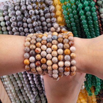 Crisânteo Pedra Redonda Bolas de Cristal Natural Pedra de Gema Filamentos de Bolas Soltas para Fabricação de jóias DIY