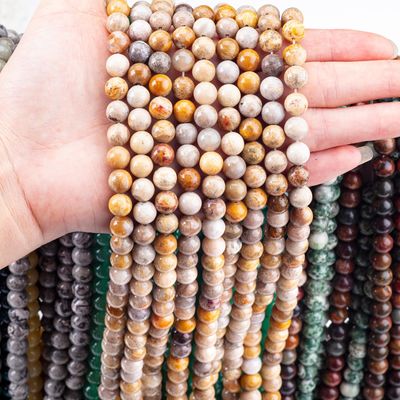 Crisânteo Pedra Redonda Bolas de Cristal Natural Pedra de Gema Filamentos de Bolas Soltas para Fabricação de jóias DIY