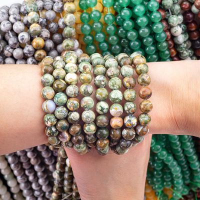 Kambaba Jasper Round Bead Cristal Natural de Pedras preciosas Filamentos de contas soltas para fabricação de jóias DIY