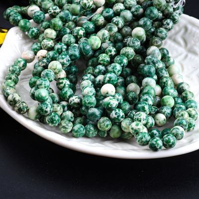 Bolas redondas com manchas azuis Cristal natural de pedra preciosa Filamentos de bolas soltas para fabricação de jóias DIY