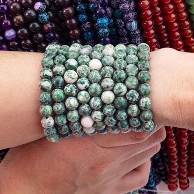 Bolas redondas com manchas azuis Cristal natural de pedra preciosa Filamentos de bolas soltas para fabricação de jóias DIY