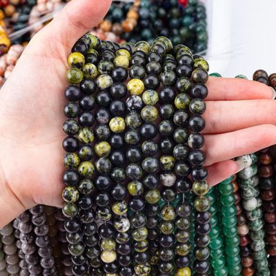Serpentine Jade Round Bead Natural Crystal Gemstone Loose Bead Strands para fabricação de jóias DIY