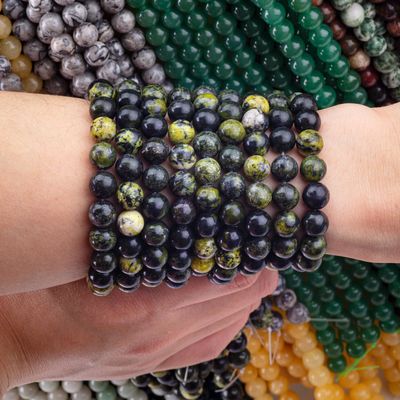 Serpentine Jade Round Bead Natural Crystal Gemstone Loose Bead Strands para fabricação de jóias DIY