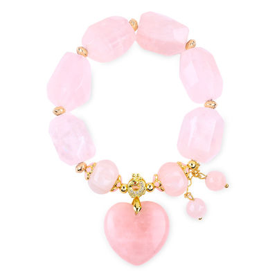 14MM Multi Faced Rose Quartz Stone Crystal Bracelet Cardio Escultura