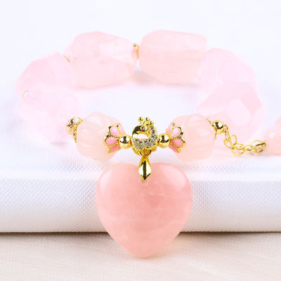 14MM Multi Faced Rose Quartz Stone Crystal Bracelet Cardio Escultura