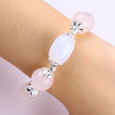 Pedra preciosa semipreciosa energia curativa Ágata branca com pulseira de coração grande clara para uso diário