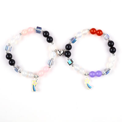 8MM Multicolor Cristal Natural Amizade Jóias Distância Pulseira Corações Ímãs Pulseira Para Presente