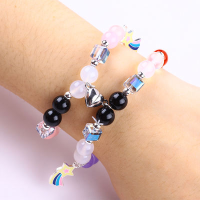 8MM Multicolor Cristal Natural Amizade Jóias Distância Pulseira Corações Ímãs Pulseira Para Presente