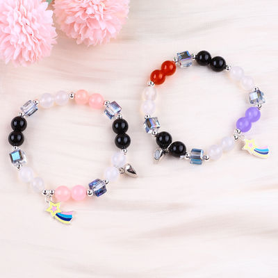 8MM Multicolor Cristal Natural Amizade Jóias Distância Pulseira Corações Ímãs Pulseira Para Presente