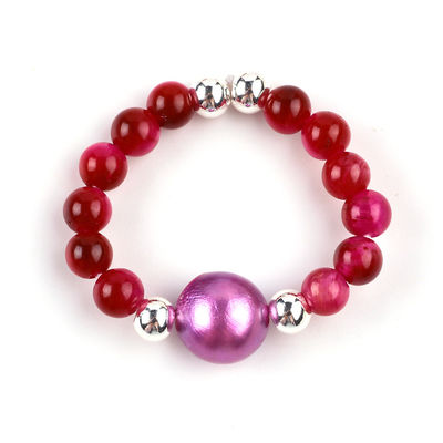 Anel de 4 mm feito à mão de pedra preciosa de contas ajustável rosa elástica vermelho Anel de pedra de olho de tigre para festa uso diário