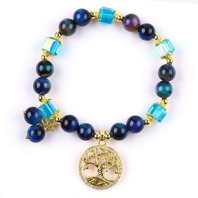 Cristais naturais curativos 8mm Rainbow Tiger Eye Árvore da Vida Pulseira de contas para uso diário