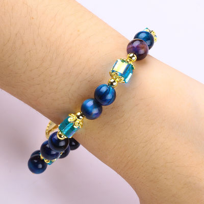 Cristais naturais curativos 8mm Rainbow Tiger Eye Árvore da Vida Pulseira de contas para uso diário