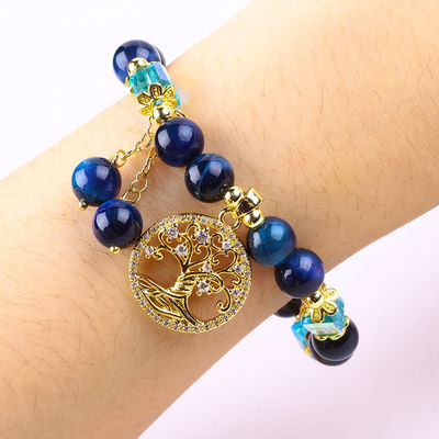 Cristais naturais curativos 8mm Rainbow Tiger Eye Árvore da Vida Pulseira de contas para uso diário