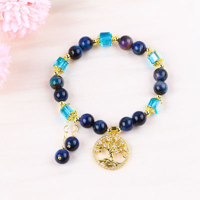Cristais naturais curativos 8mm Rainbow Tiger Eye Árvore da Vida Pulseira de contas para uso diário