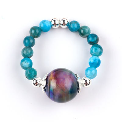 Anel de 4 mm feito à mão de pedras preciosas com contas ajustável Elastico Azul Apatite Anel de Pedra com Coloração de Olho de Tigre Para a Festa D