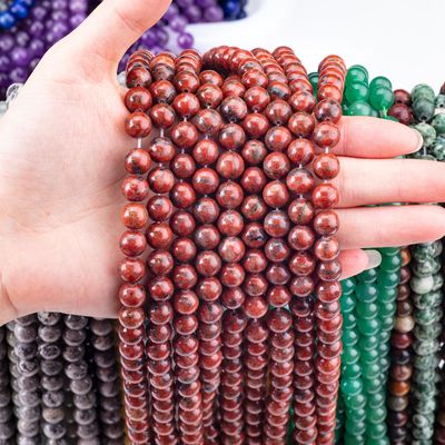 8mm Semi Precious Sesame Jasper Perlas soltas naturais para fabricação de jóias