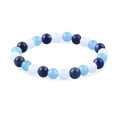 Quartz claro / Sodalite / Azul Calcedônia 8mm Energia Positiva Cristal de contas Pulseira