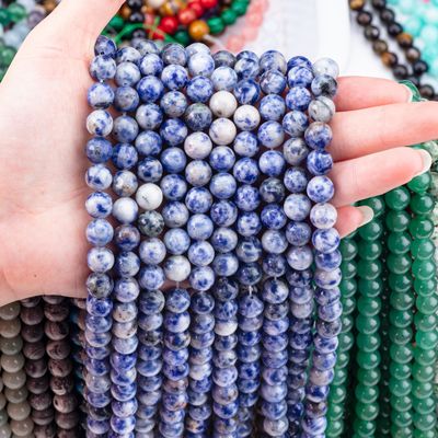 Pedra de Ponto Azul Natural Espiritual 8mm Rondas Perlas Soltas Para Joias e Chaves Feitas à Mão