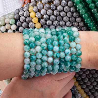 8mm Blue Jade Gemstone Beads Healing Crystal Stone Beads para fabricação de jóias