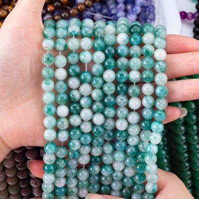 8mm Blue Jade Gemstone Beads Healing Crystal Stone Beads para fabricação de jóias