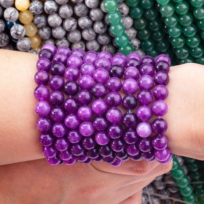 8mm Violeta escura Jade Pedra preciosa contas de cristal de pedra curativa contas para a fabricação de jóias