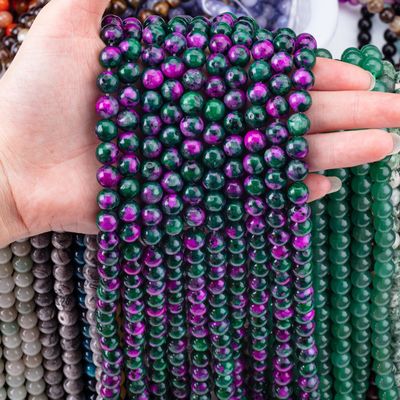8mm Epidote Gems Beads Rubí escuro Zoisite Gemstone Beads Curação Cristal Pedra Beads Beads para a fabricação de jóias