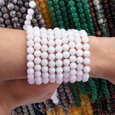 Jade Branco Filamentos de contas soltas Pedra Semi-Preciosa Pedra Cristalina Natural Pedra preciosa para fabricação de jóias DIY