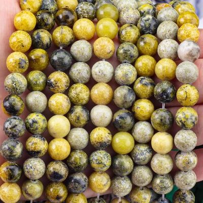 Pedra preciosa polida 6 mm 8 mm contas de Howlite amarelo para fabricação de artesanato