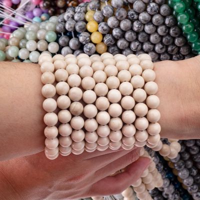 Pedra Natural Polidas Fósseis Brancos Rio Jaspe Redondo Bolas Soltas Para Fabricação de jóias