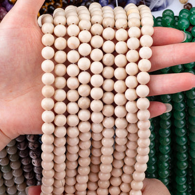 Pedra Natural Polidas Fósseis Brancos Rio Jaspe Redondo Bolas Soltas Para Fabricação de jóias