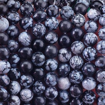 8mm Black Snowflake Obsidian Gemstone Beads Healing Crystal Stone Beads para fabricação de jóias