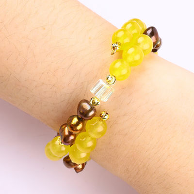 Cura Cristal Vermelho Verdadeiro Calcedônia e Cor de Café Pérola de Água Fresca Com Bob Esponja Cartoon Charm Bracelet