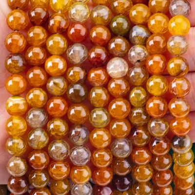 Espírita Natural mais escuro Dragão Amarelo Ágata 8MM Redondo Gralha Solta Para jóias e chaveiros feitos à mão
