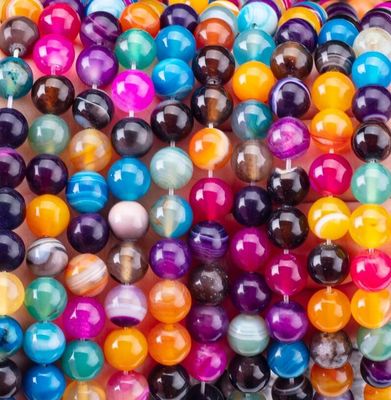 Rainbow Stripped Agate Loose Bead Strands Pedra semi-preciosa para fabricação de jóias