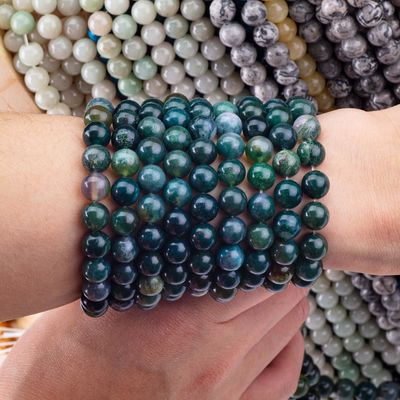 Rondos Moss Agate Bead 4mm Gemstone Beads para DIY Jewelry Making