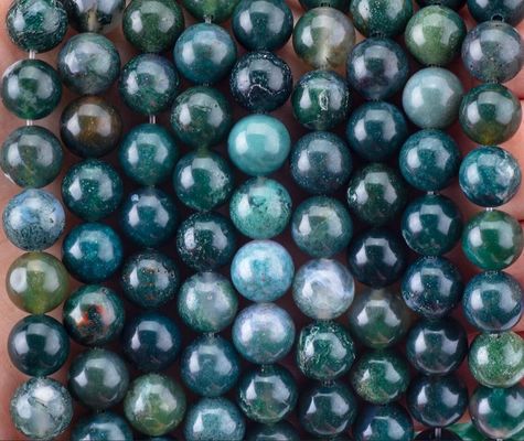 Rondos Moss Agate Bead 4mm Gemstone Beads para DIY Jewelry Making