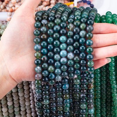 Rondos Moss Agate Bead 4mm Gemstone Beads para DIY Jewelry Making