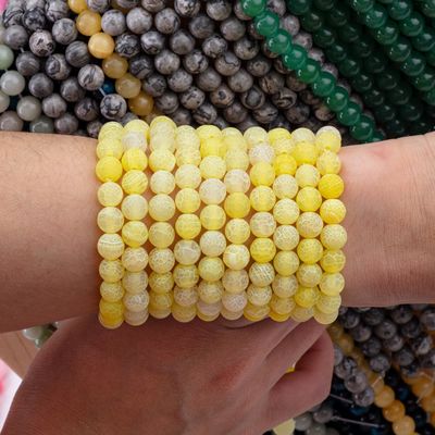 Ágata amarelo temperada Rondas contas semi-preciosas Fios de contas soltos Para fazer jóias DIY