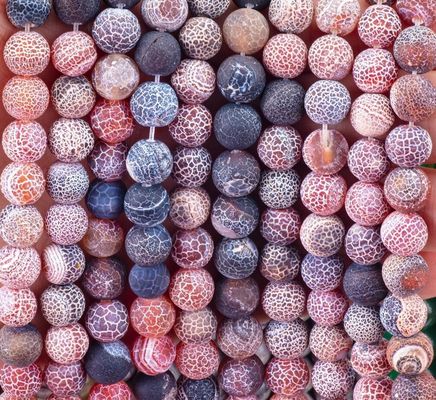 Dream Agate Weathered Loose Bead Strands Pedra Semi Precious Matt Frosted Agate Cracked para fazer jóias DIY