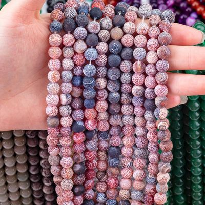 Dream Agate Weathered Loose Bead Strands Pedra Semi Precious Matt Frosted Agate Cracked para fazer jóias DIY