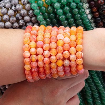 Laranja Agate desgastado Filamentos de contas soltas 2 mm contas semi-preciosas