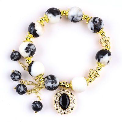 12mm Zebra Branco e Negro Jaspe Pulseiras de contas de cura para meditação