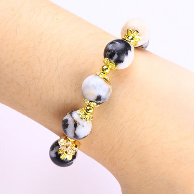 12mm Zebra Branco e Negro Jaspe Pulseiras de contas de cura para meditação