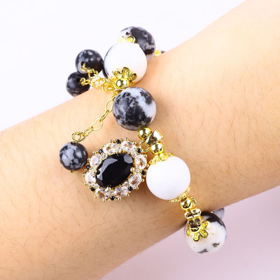 12mm Zebra Branco e Negro Jaspe Pulseiras de contas de cura para meditação