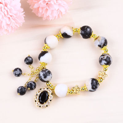 12mm Zebra Branco e Negro Jaspe Pulseiras de contas de cura para meditação