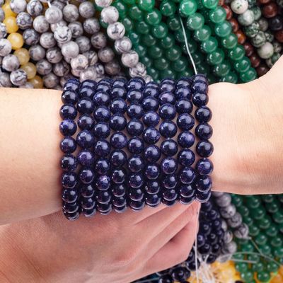 8mm Blue Sandstone Beads Healing Crystal Stone Beads para fabricação de jóias