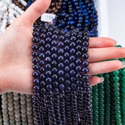 8mm Blue Sandstone Beads Healing Crystal Stone Beads para fabricação de jóias