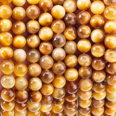 8mm Olho de Tigre Dourado pérolas de pedra preciosa de cristal curativo pérolas de pedra de cristal para fabricação de jóias