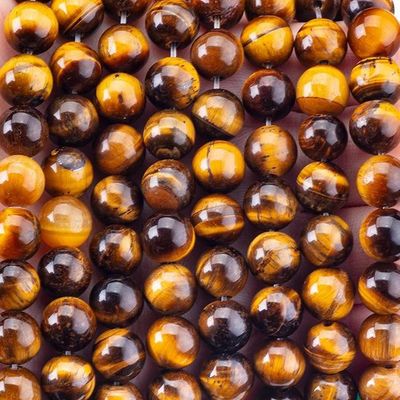 8mm Olho de tigre dourado escuro pérolas de pedra preciosa de cristal curativo pérolas de pedra de cristal para fabricação de jóias