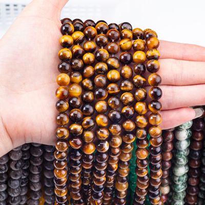 8mm Olho de tigre dourado escuro pérolas de pedra preciosa de cristal curativo pérolas de pedra de cristal para fabricação de jóias